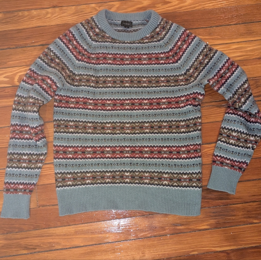 J Crew Lambswool Fair Isle Sweater